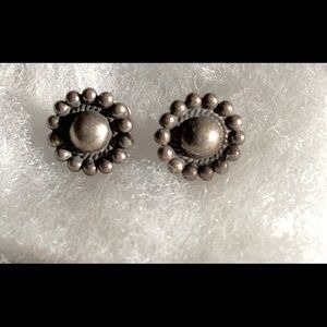 1940s Sterling Western Screw Back Earrings Simple Rounds